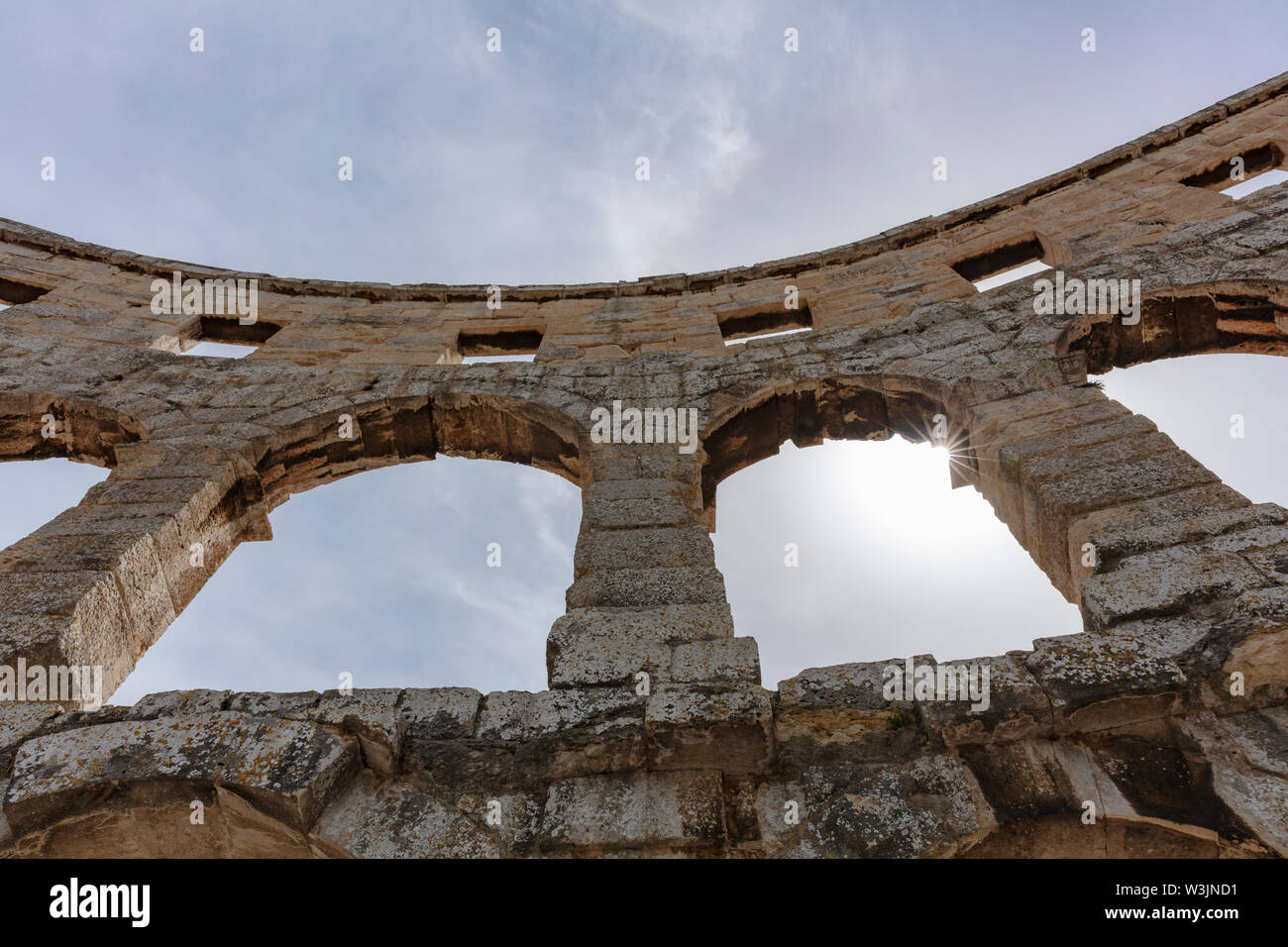 Voir l'amphithéâtre romain de Pula, Istrie, Croatie, Banque D'Images