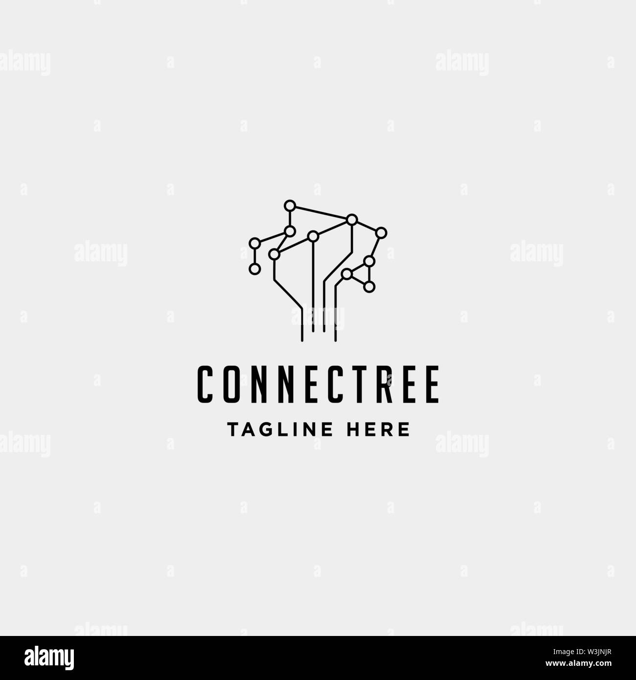 Conception de logo connexion arbre nature vecteur symbole icône technologie signe isolé Illustration de Vecteur