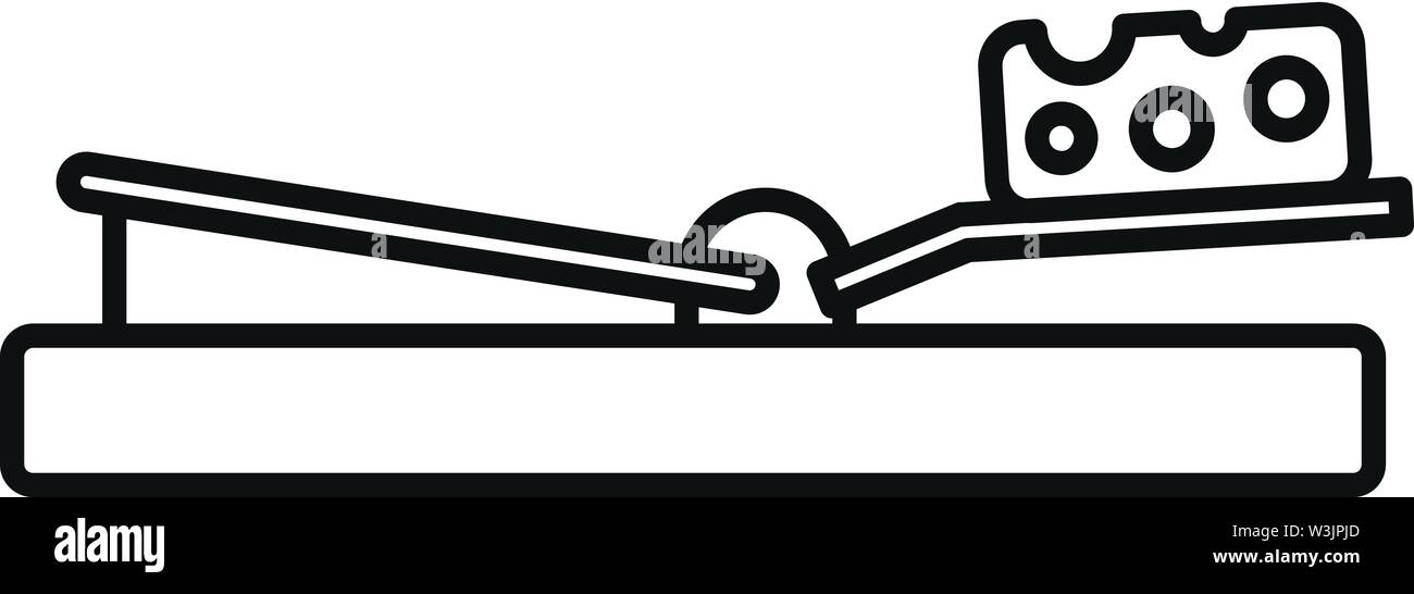 Piège à Souris sur l'icône de fromage. Piège à Souris contour icône vecteur de fromage pour la conception web isolé sur fond blanc Illustration de Vecteur