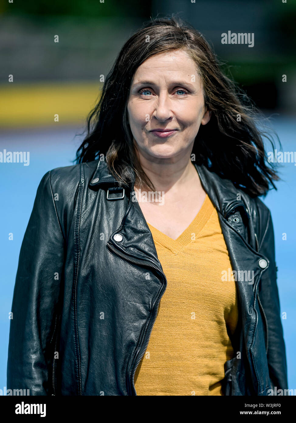 Hambourg, Allemagne. 16 juillet, 2019. Barbara Philipp, actrice, est à une séance photo sur l'ensemble de la NDR 'thriller Kein einfach Mord'. Le film sera réalisé dans la ville hanséatique jusqu'au 02 août 2019. Axel Heimken Crédit :/dpa/Alamy Live News Banque D'Images