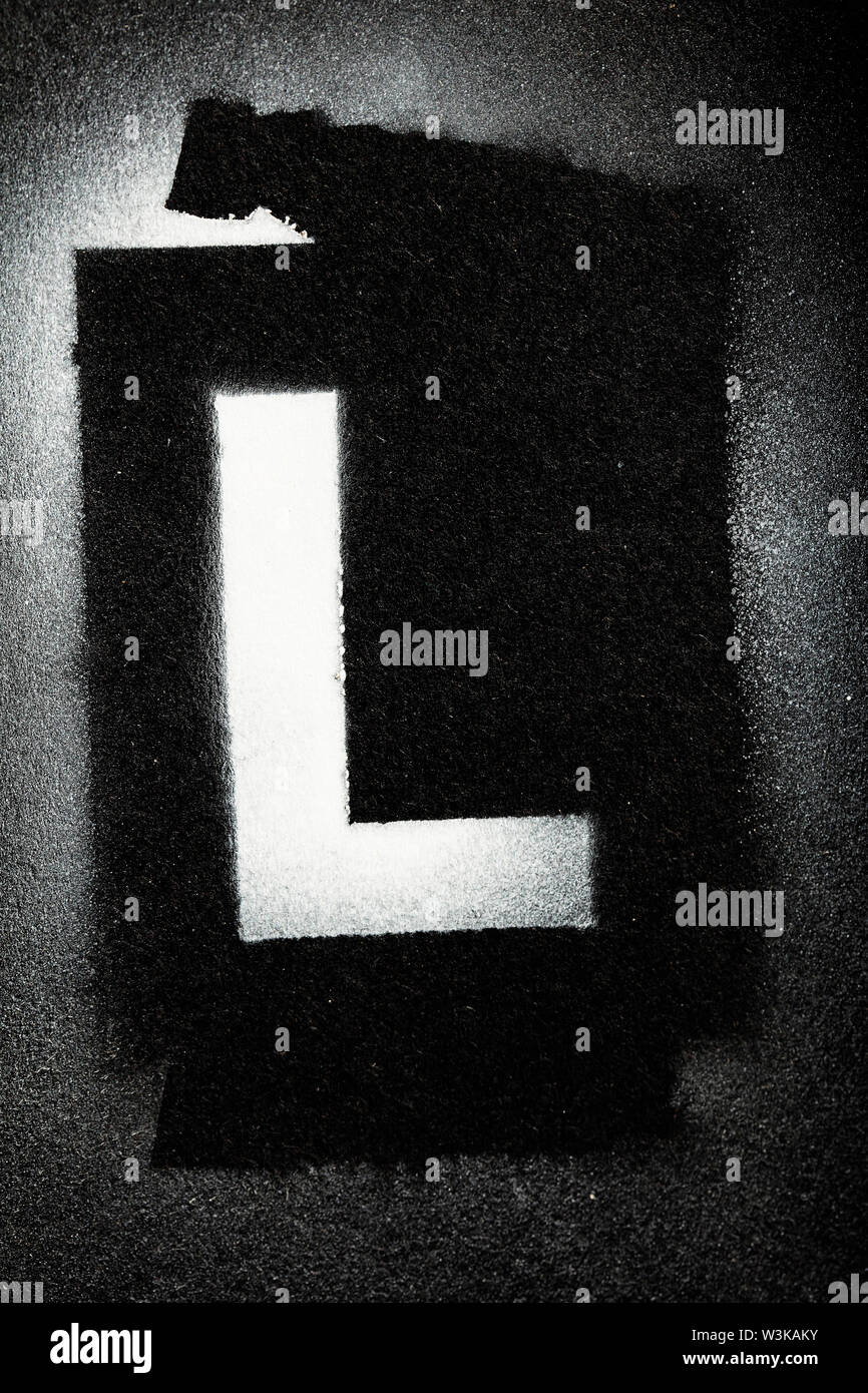 Lettre L paninted pulvérisation grunge stencil Banque D'Images