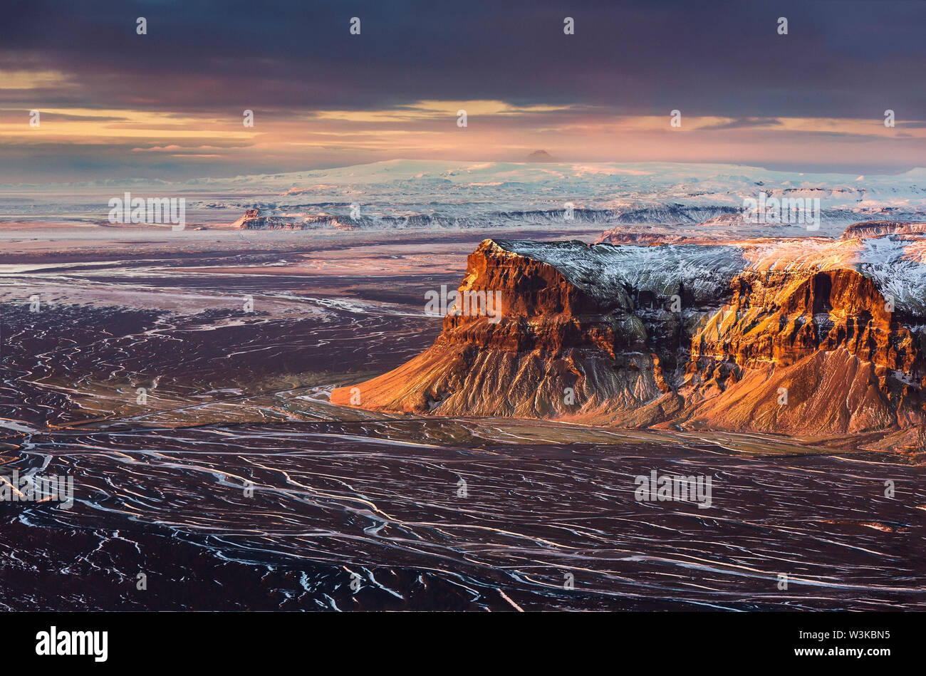 Arfarvegir Canyon, Mt. Lomagnupur, Parc national du Vatnajökull, Site du patrimoine mondial de l'UNESCO, de l'Islande Banque D'Images