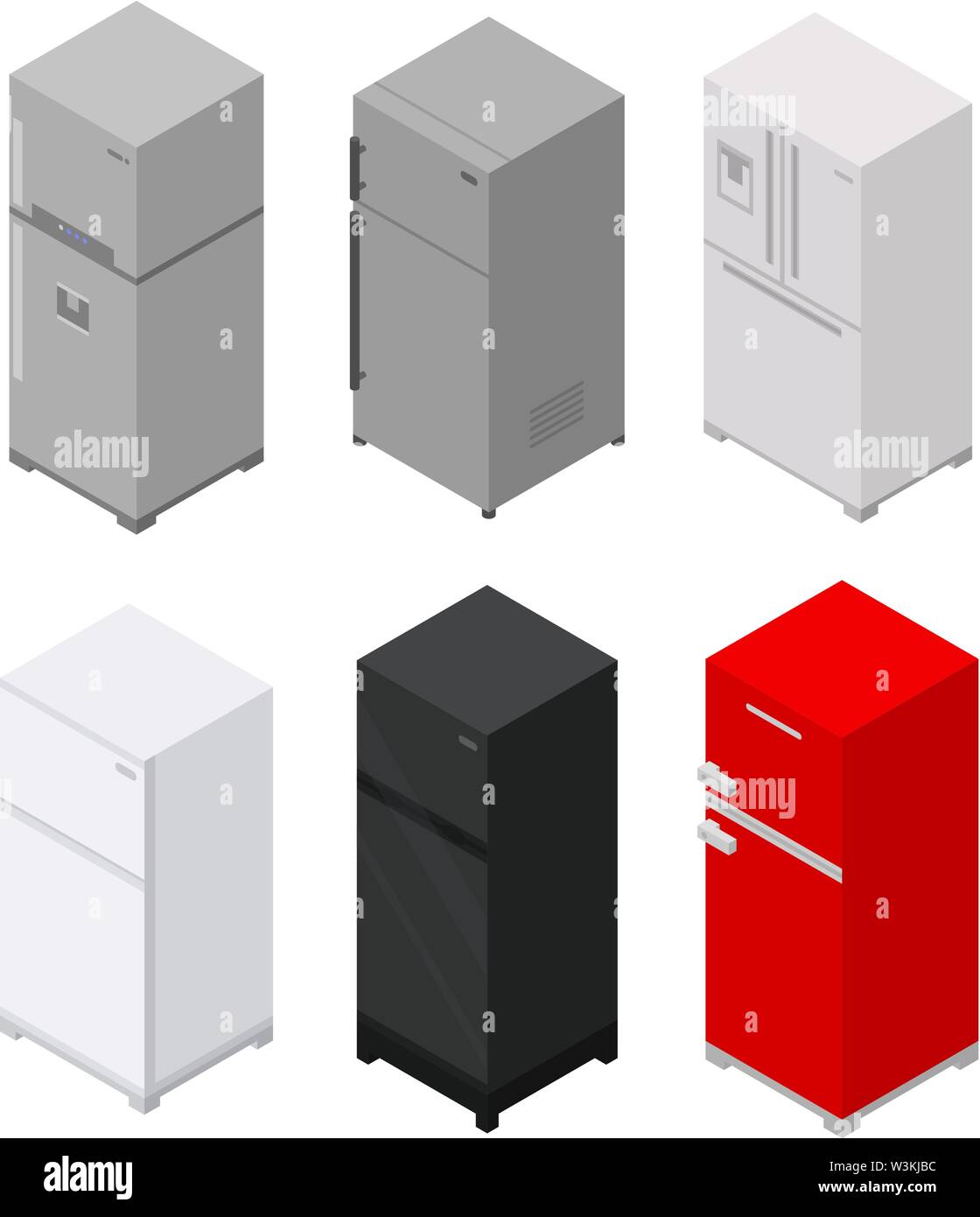 Réfrigérateur icons set, style isométrique Illustration de Vecteur
