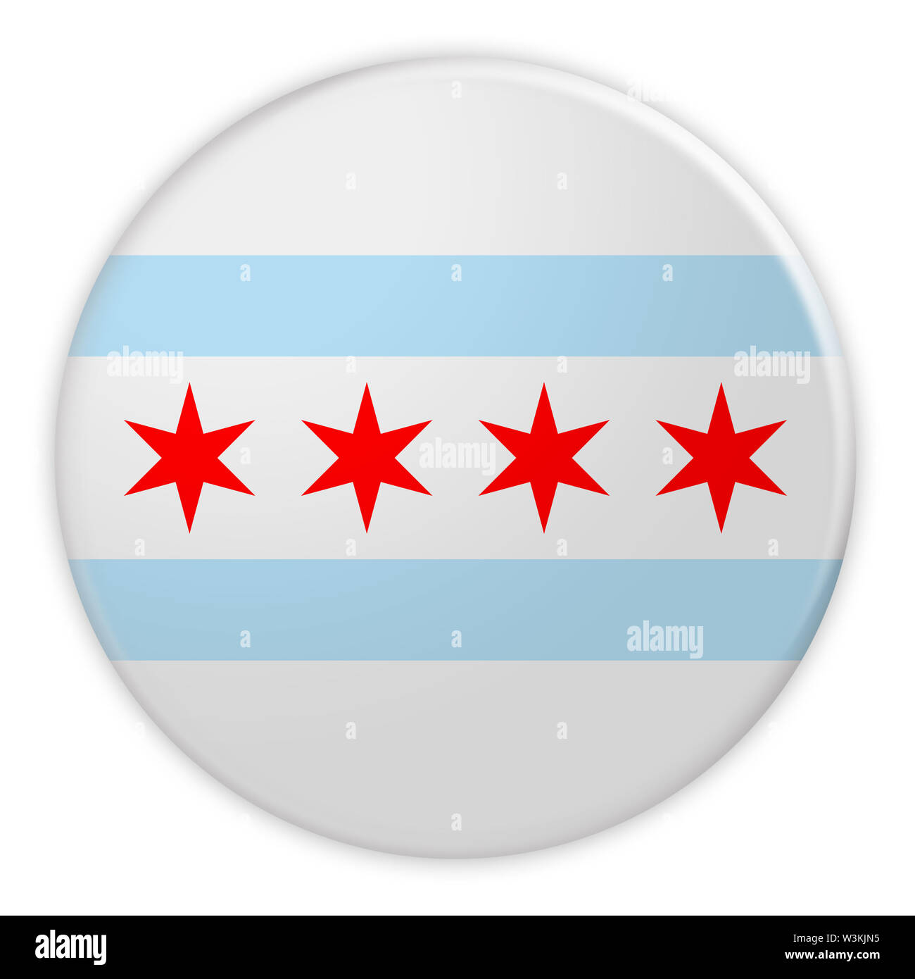 La ville de Chicago : bouton-Insigne Drapeau, 3d illustration sur fond blanc Banque D'Images