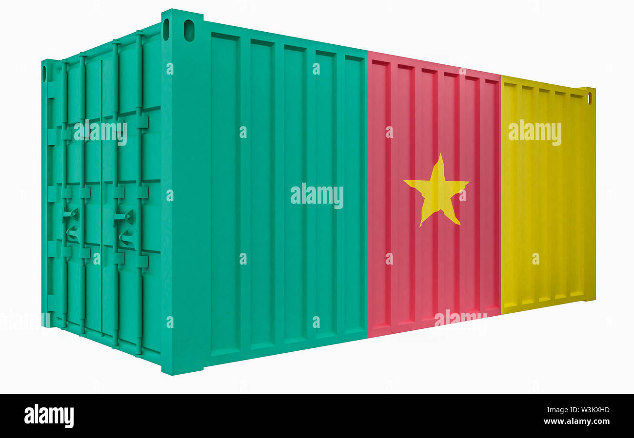 3D Illustration de conteneur avec drapeau Cameroun Banque D'Images
