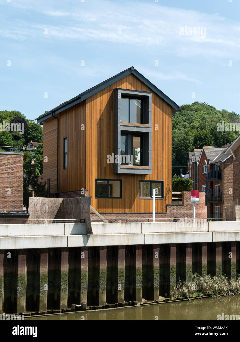 Nouveau luxe riverside house par la rivière Ouse, Timberyard lane, Lewes, East Sussex, England, UK Banque D'Images