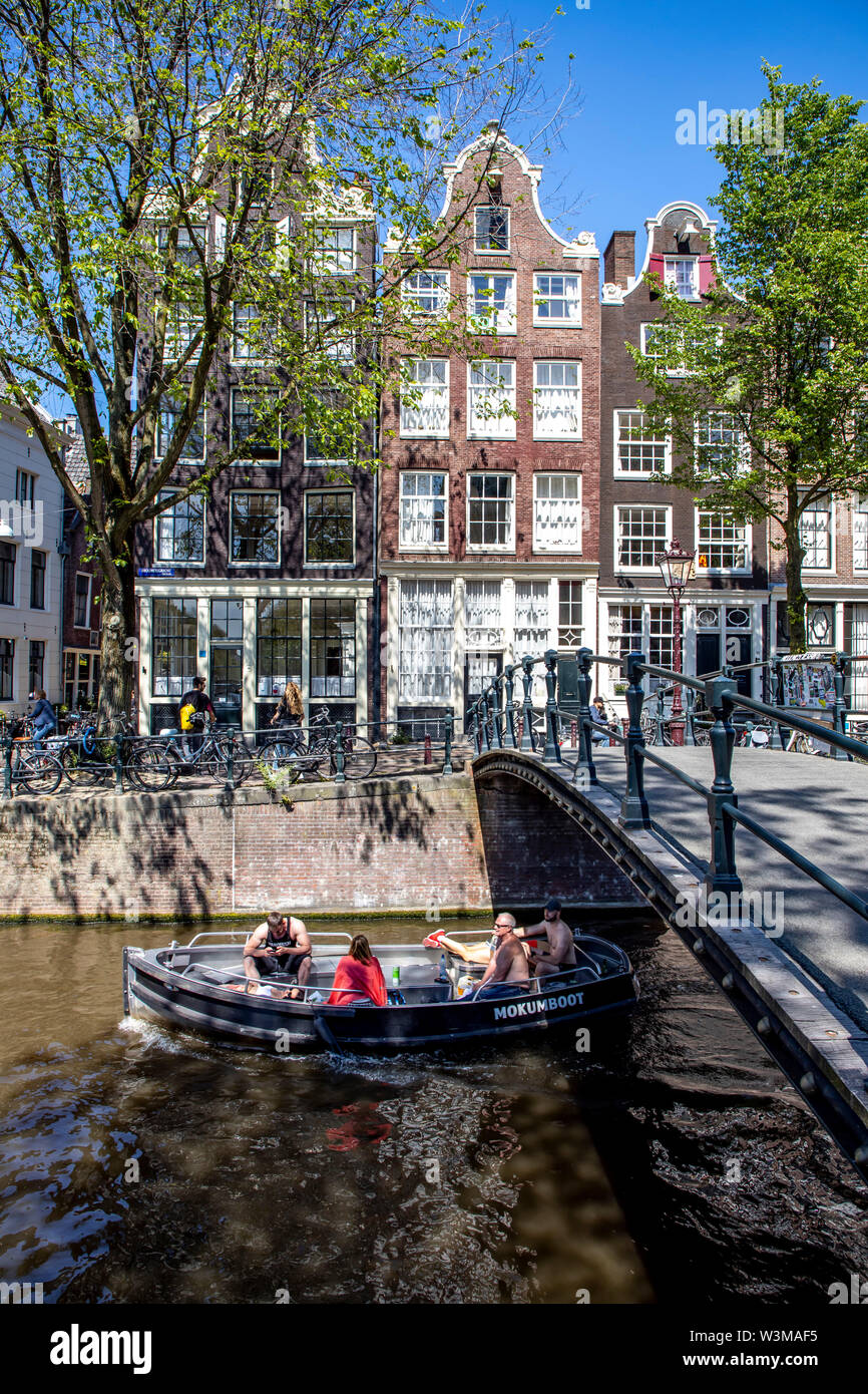 Amsterdam, Pays-Bas, centre-ville, vieille ville, canal Brouwersgracht, croisière, Banque D'Images