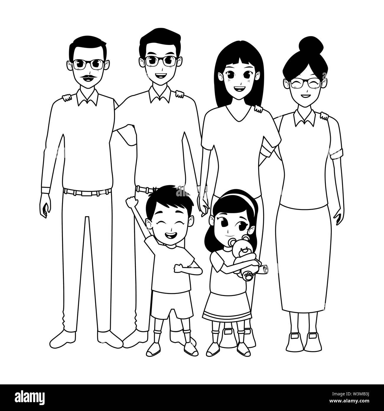 Les Parents De Famille Et Enfants Dessins Animes En Noir Et Blanc Image Vectorielle Stock Alamy Les Parents De Famille Et Enfants Dessins Animes En Noir Et Blanc Image Vectorielle Stock Alamy