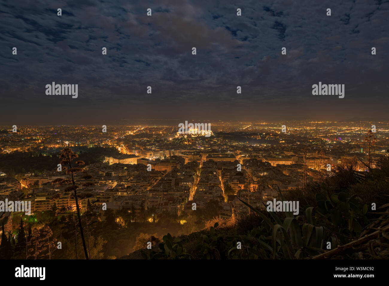 Le Parthénon et la ville d'Athènes à partir de Lykavitos Banque D'Images