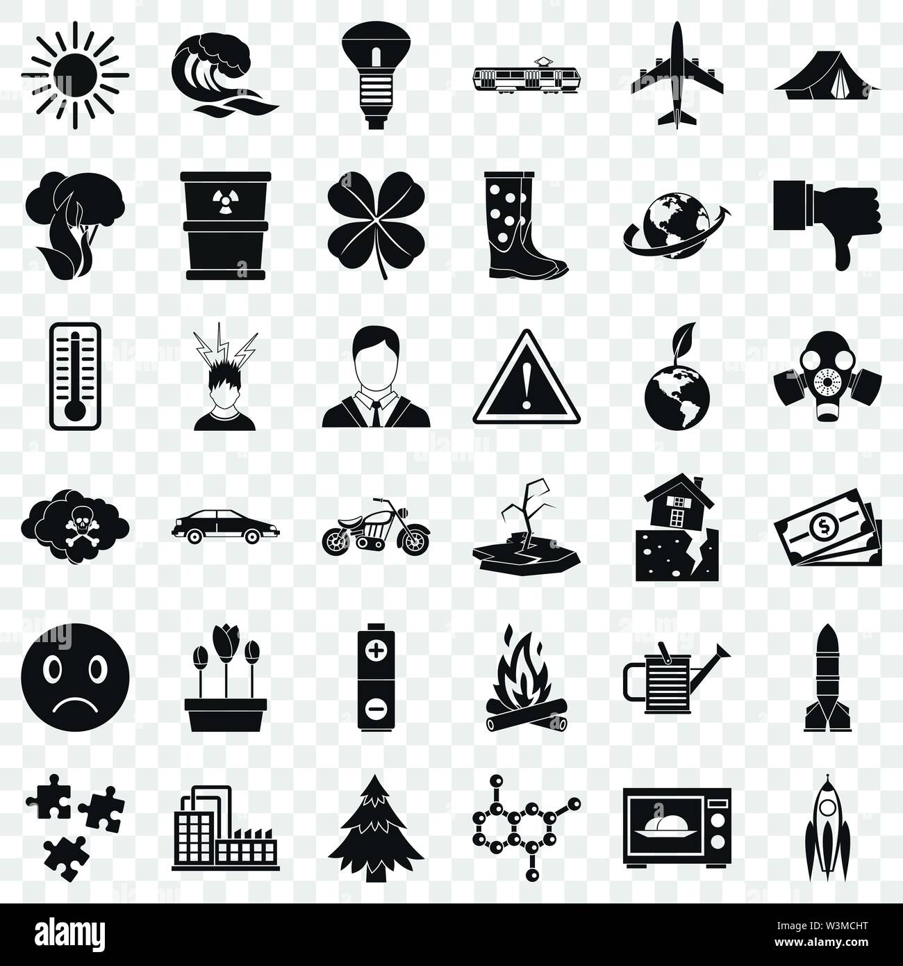 Icons set radioactifs, le style simple Illustration de Vecteur