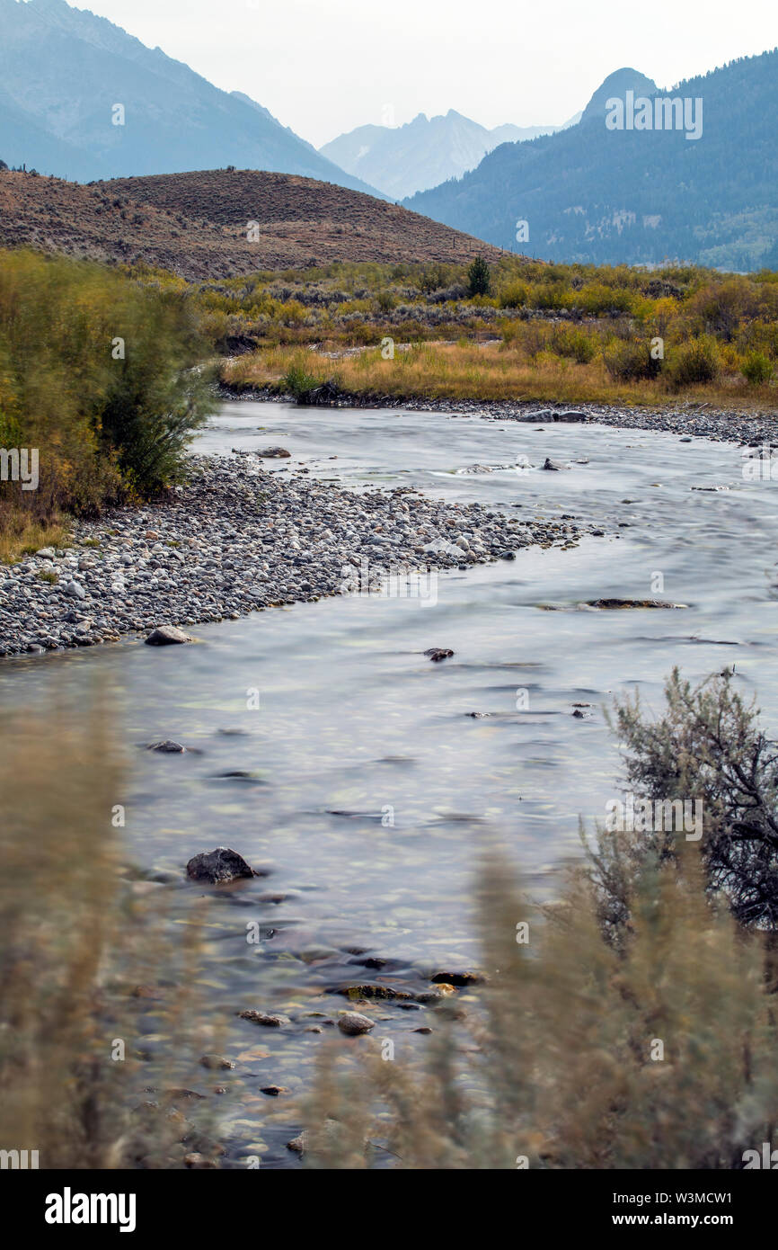 Rivière en montagne à Sun Valley, Idaho, États-Unis Banque D'Images