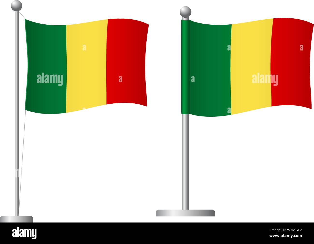 Mali drapeau sur mât. Mât en métal. Drapeau national du Mali vector illustration Illustration de Vecteur