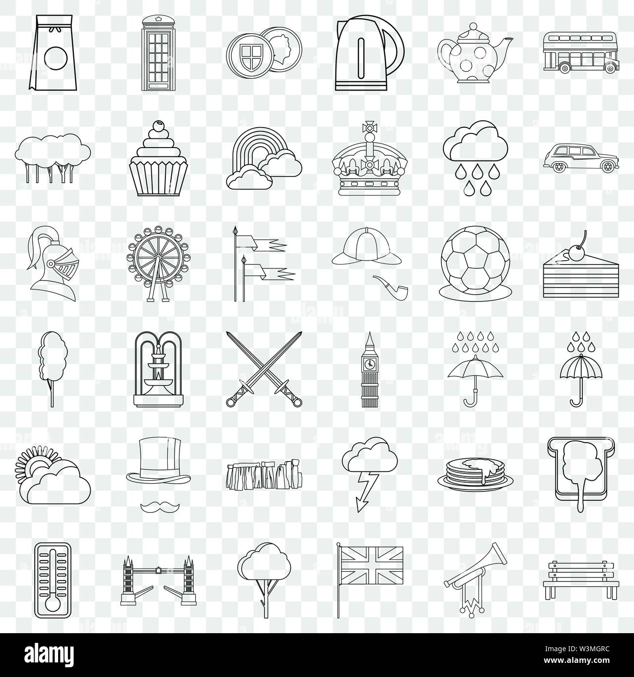 Pound icons set style du contour, Illustration de Vecteur