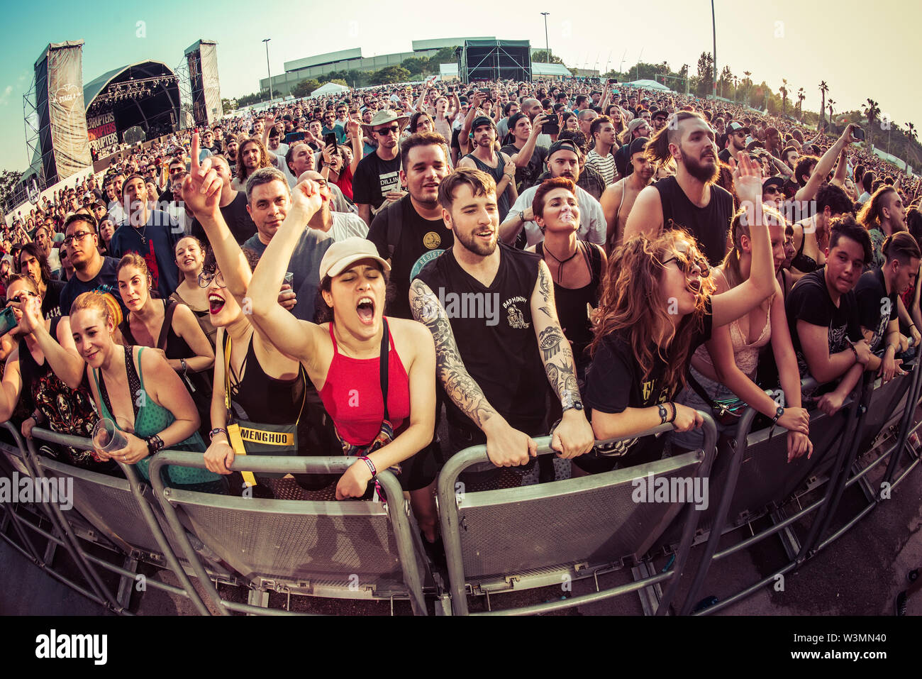 MADRID - 30 juin : la foule lors d'un concert à télécharger (heavy metal music festival) le 30 juin 2019 à Madrid, Espagne. Banque D'Images