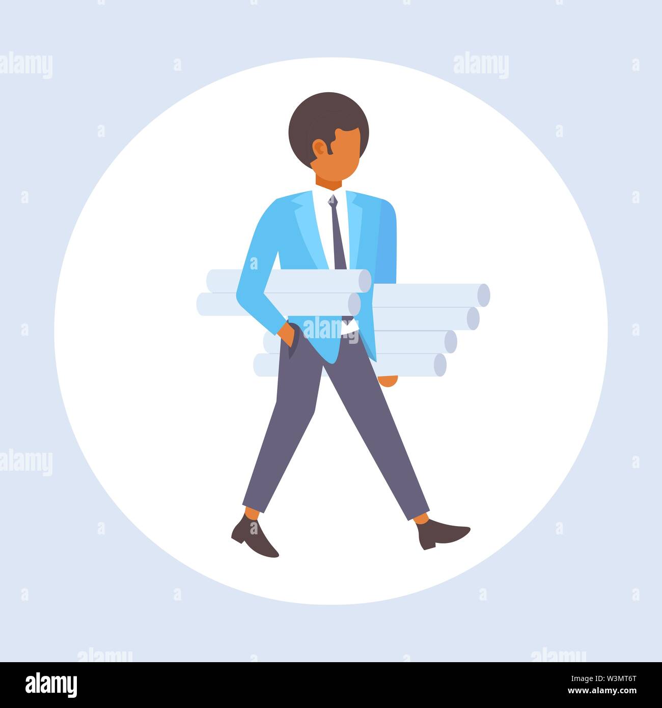 Man architect holding rolled up blueprints nouveau projet de déplacement de l'ingénieur de l'industrie de la construction entrepreneur concept architecture architecture avec Illustration de Vecteur