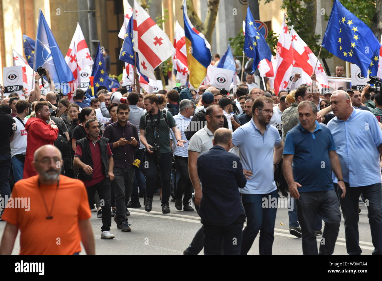 Anti-Russian manifestations à Tbilissi, Géorgie (pays) 29 juin 2019 Banque D'Images
