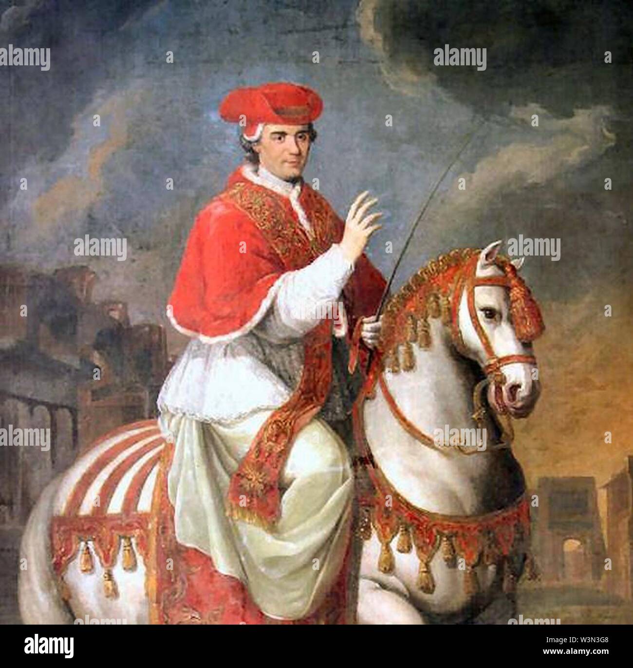 Clément XIV à cheval. Banque D'Images