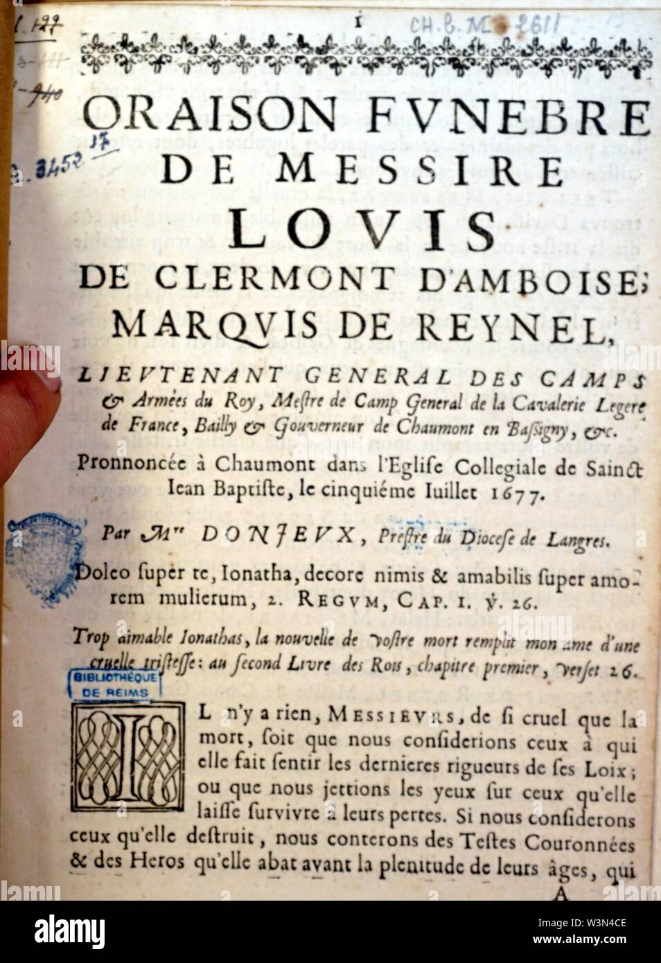 Clermont d'amboise marquis Reynel 49627. Banque D'Images