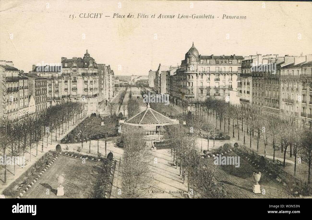Clichy.Place des Fêtes.Avenue Léon-Gambetta. Banque D'Images