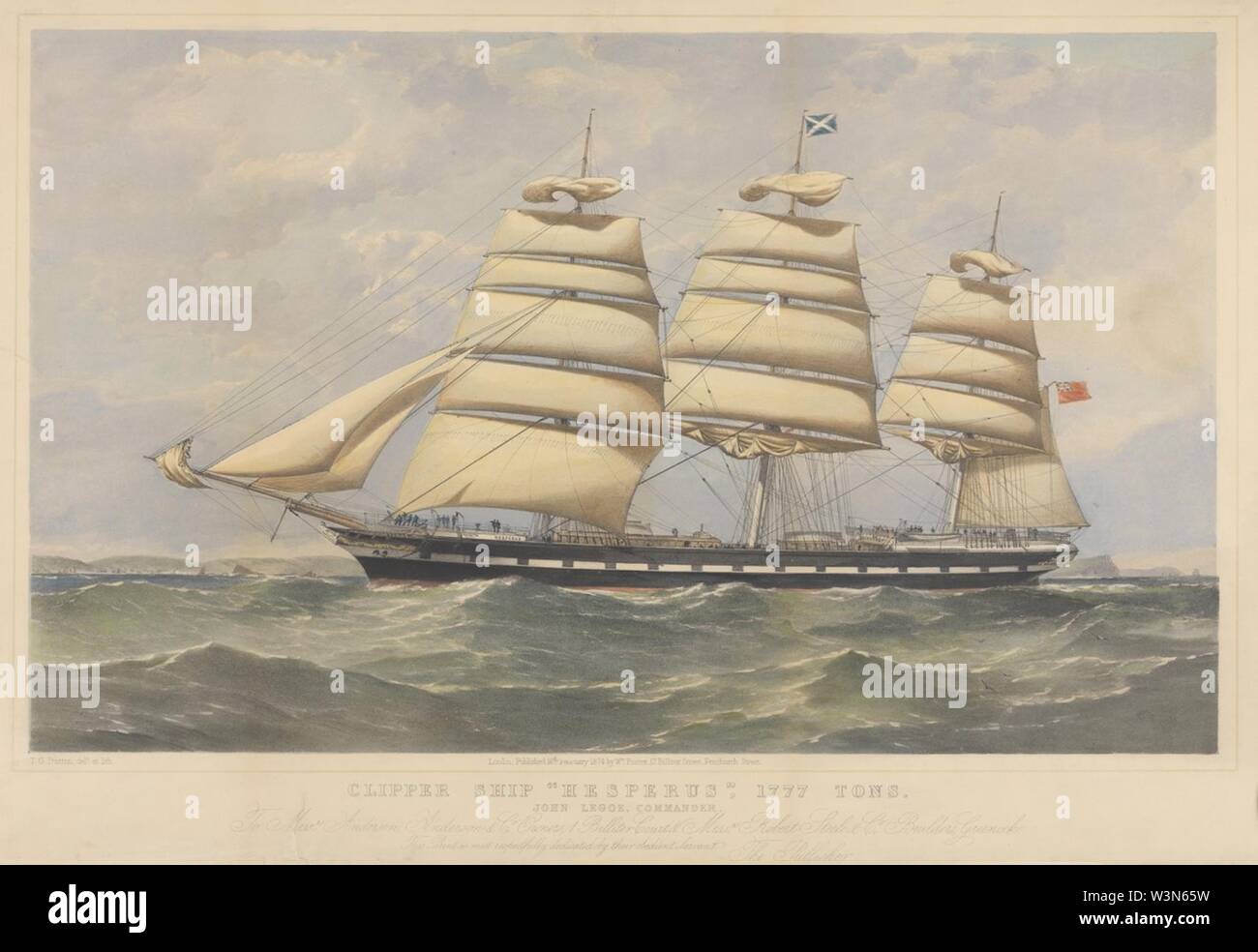 Clipper Ship Hesperus - MM. Anderson Anderson et propriétaires - et MM. Robert Steele et Co, constructeurs, Greenock Banque D'Images