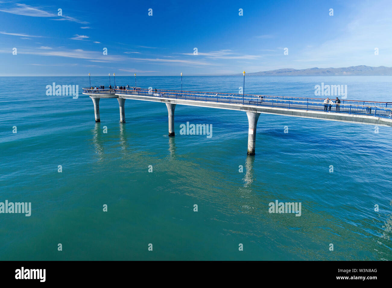 New Brighton Pier, Christchurch, Canterbury, île du Sud, Nouvelle-Zélande - Antenne de drone Banque D'Images