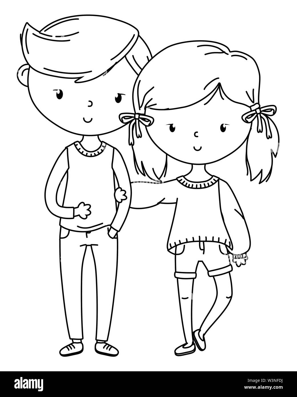 Garçon et fille adolescente, conception personne portrait jeune ...