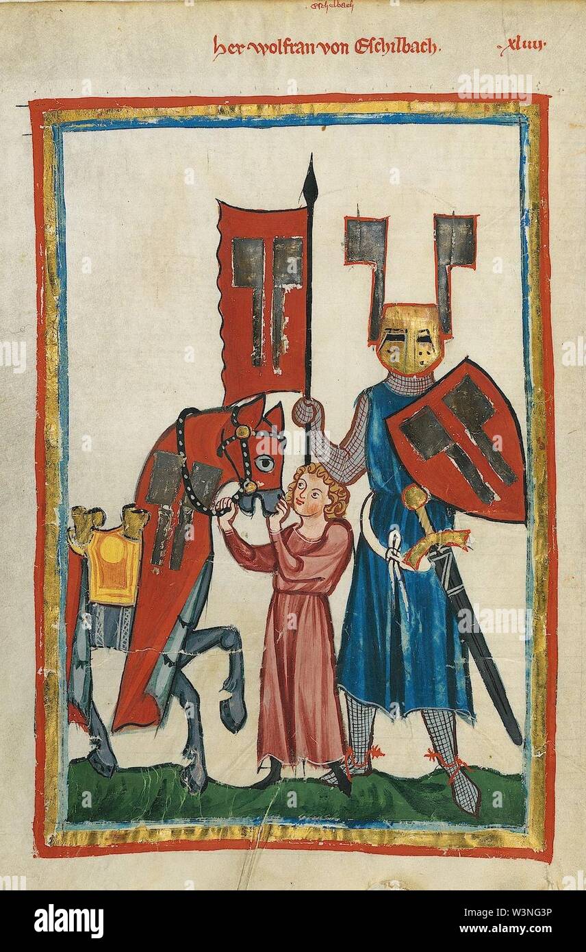 Le Codex Manesse 149v Wolfram von Eschenbach. Banque D'Images