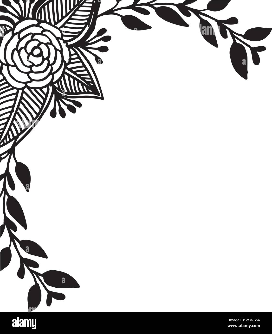 Floral frame au décor de feuilles, papier peint design carte de vœux, carte d'invitation. Vector illustration Illustration de Vecteur