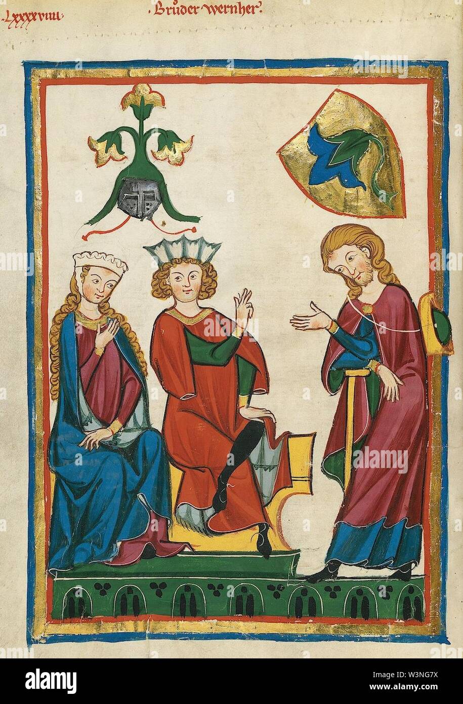 Le Codex Manesse Bruder Wernher. Banque D'Images