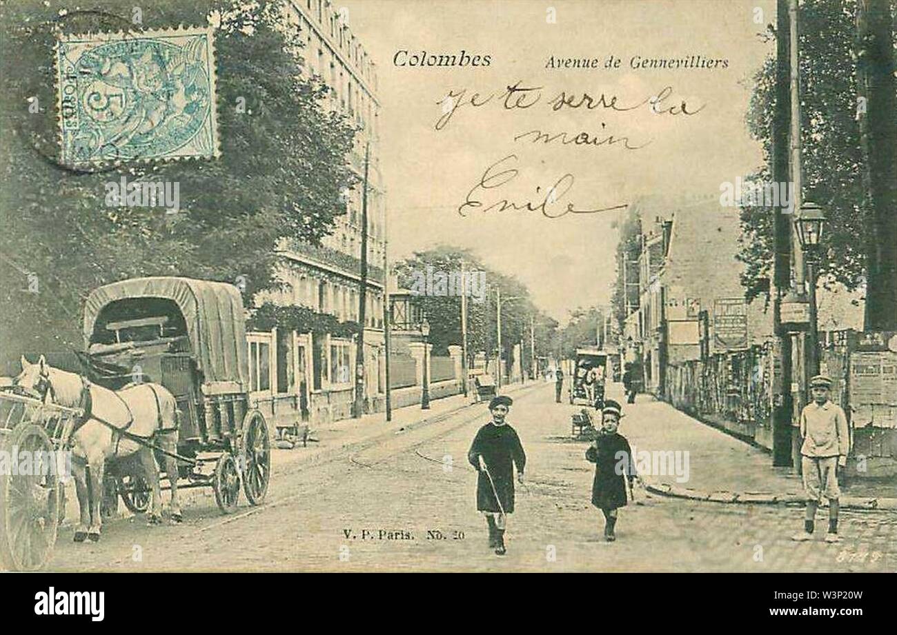 Colombes.Avenue de Gennevilliers.Carriole. Banque D'Images