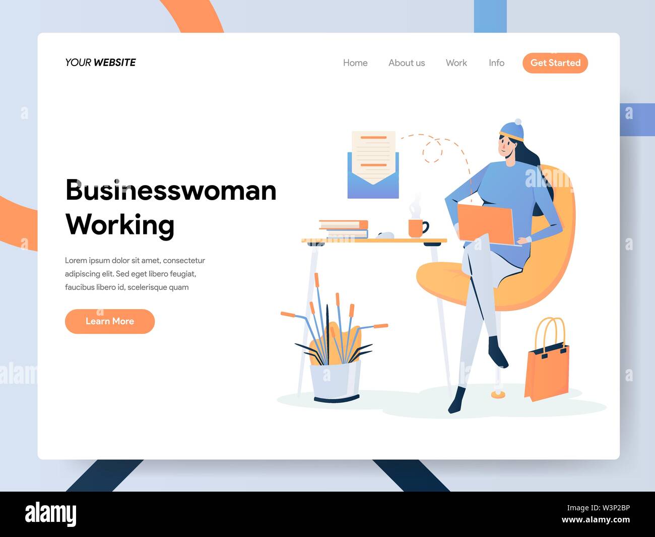 Businesswoman working on 24 Illustration Concept. Une télévision moderne design de conception de page web pour le site Web et site web mobile.Vector illustration E Illustration de Vecteur