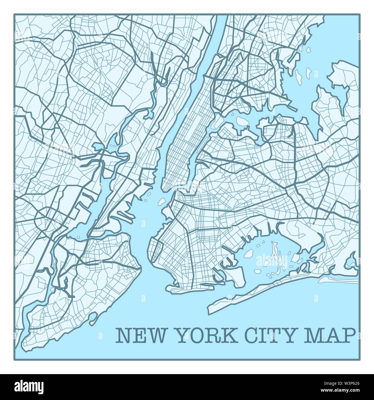 New York City map poster couleurs bleu Illustration de Vecteur