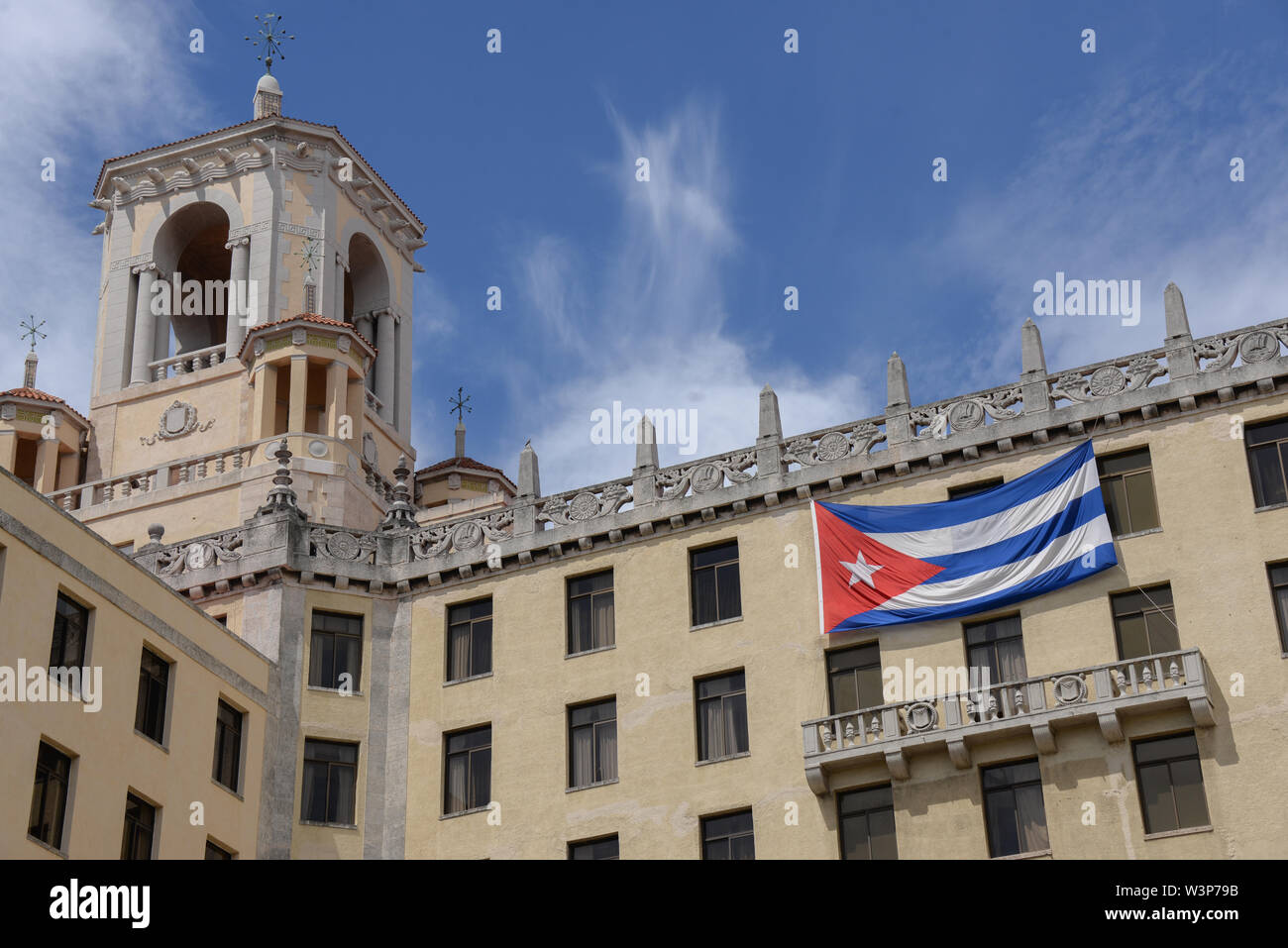 Amérique latine, des Caraïbes, de Cuba, de La Havane, Vedado, El Malecon, l'Hôtel Nacional Banque D'Images