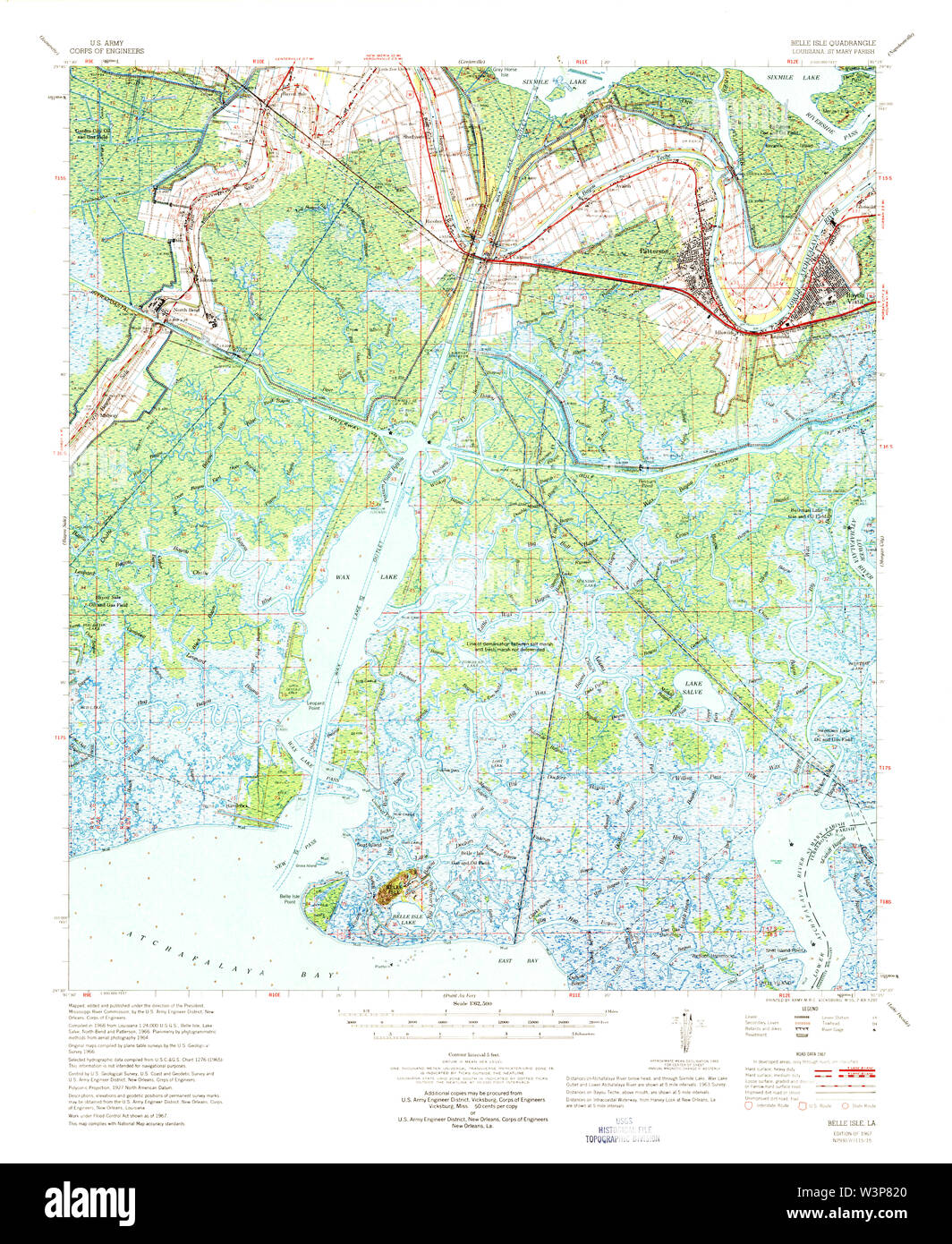 Carte TOPO USGS Louisiane La Belle Isle 3342731967 Restauration 62500 Banque D'Images