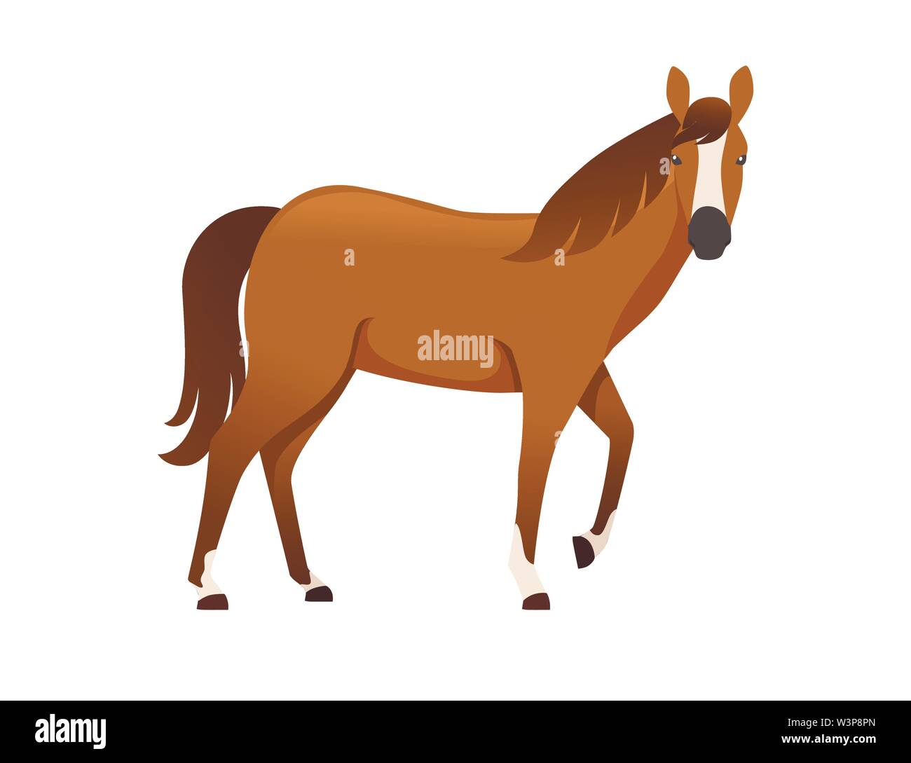 Brown horse animal sauvage ou domestique télévision design cartoon vector illustration isolé sur fond blanc. Illustration de Vecteur