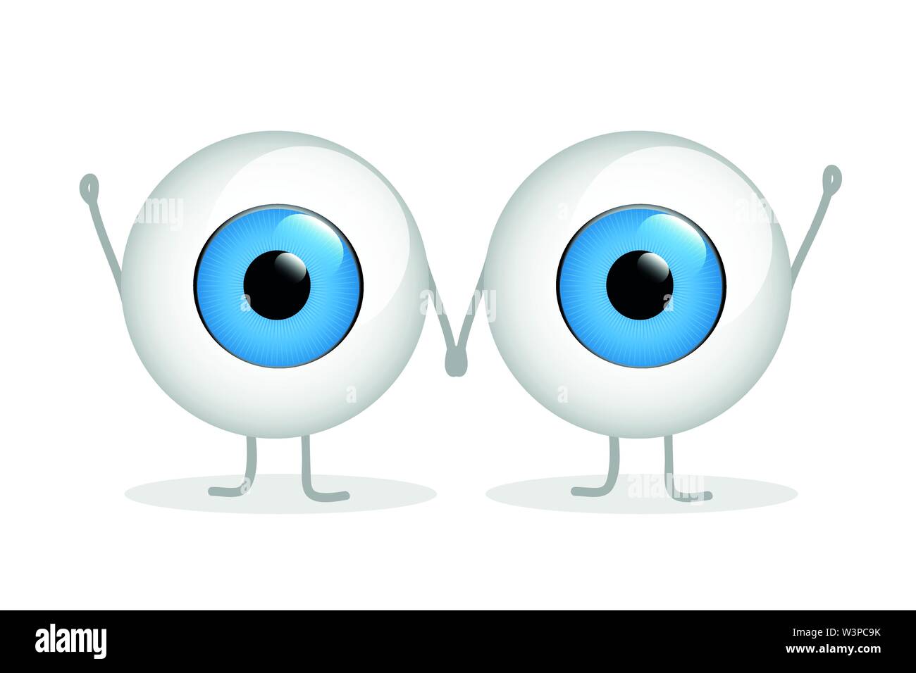 Deux yeux bleus heureux holding hands isolated on white background vector illustration EPS10 Illustration de Vecteur