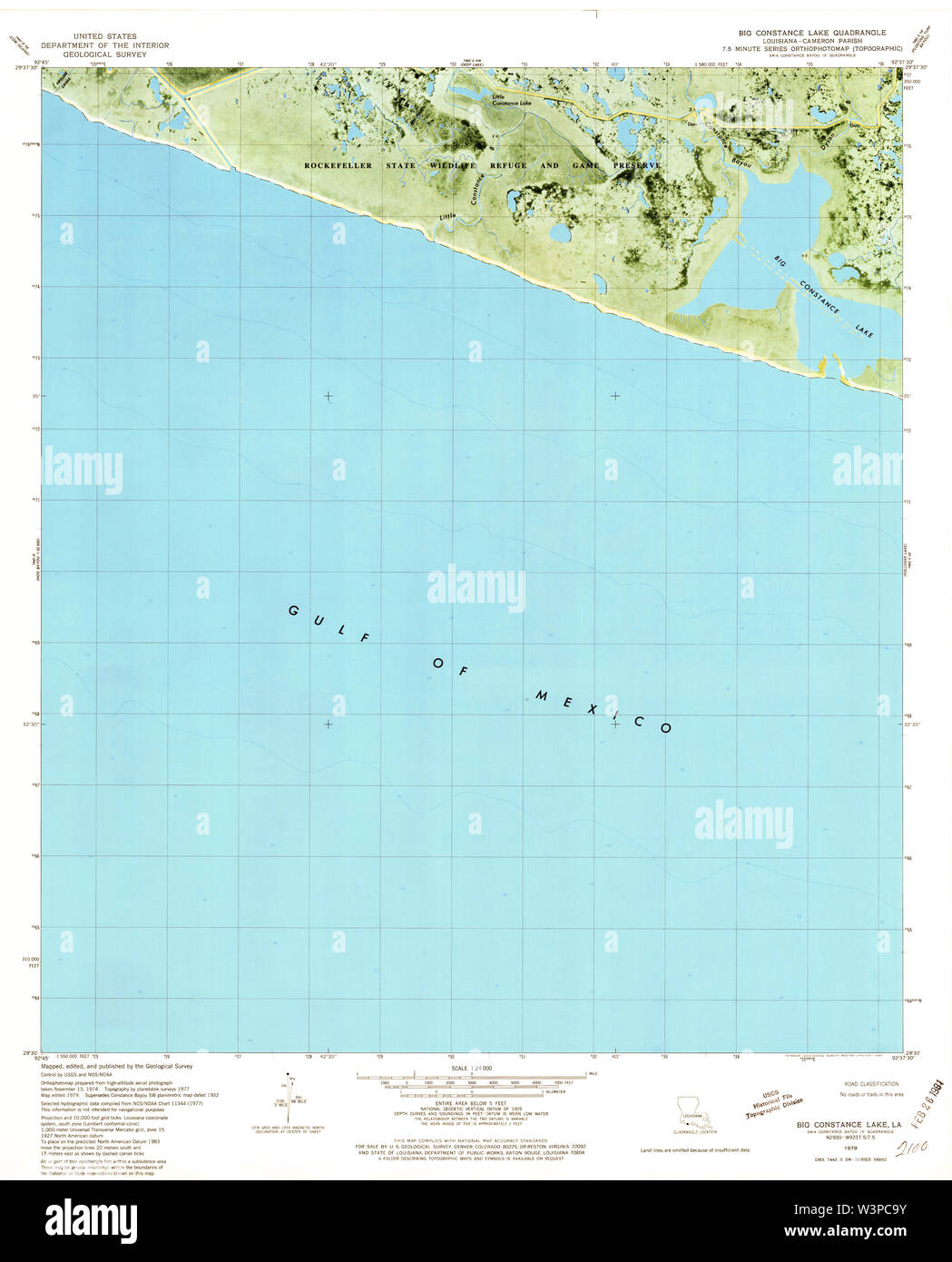 LA LOUISIANE Carte de l'USGS TOPO Grande Constance Lake Restauration 331453197924000 Banque D'Images