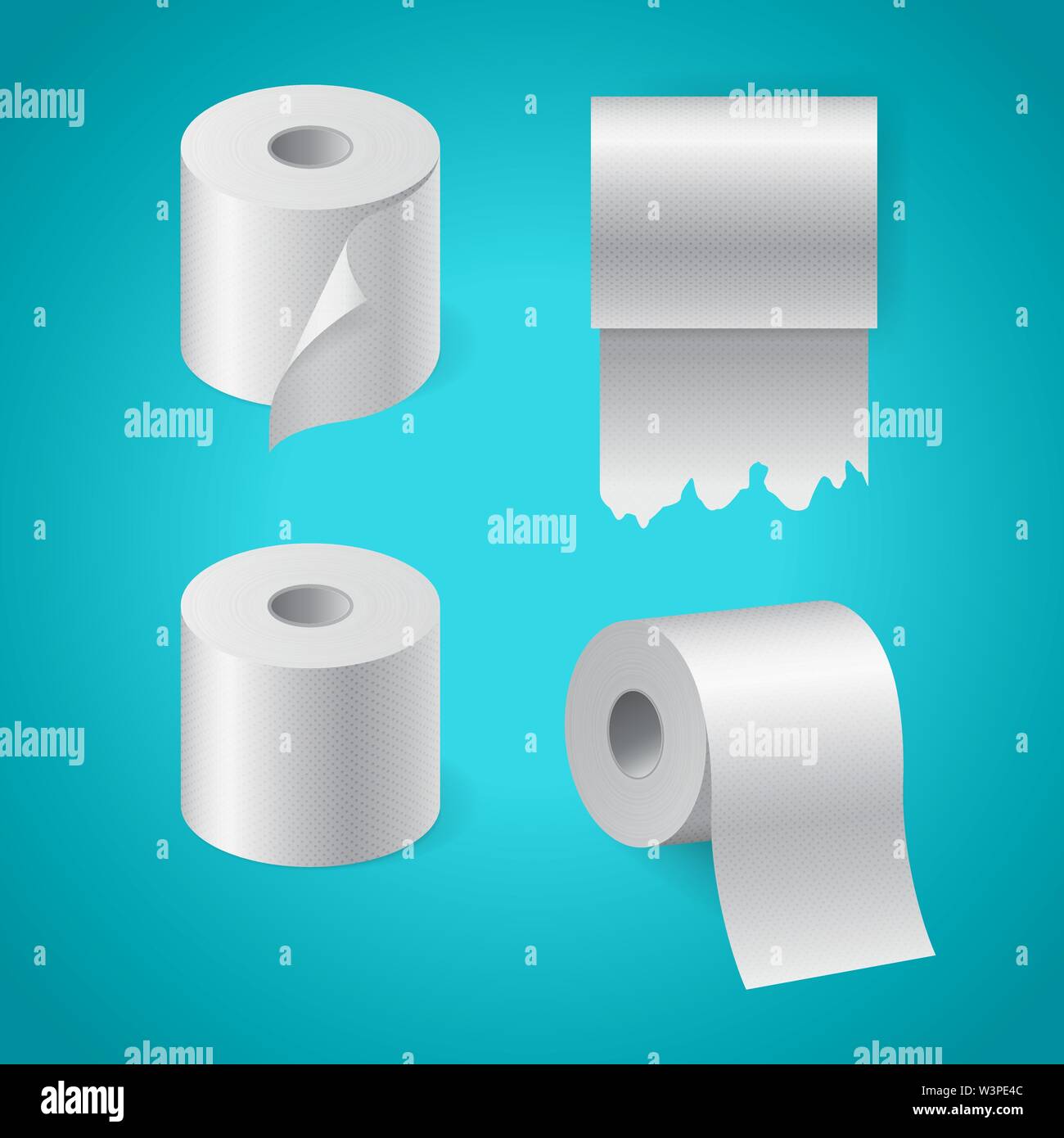 Rouleau de papier à texture réaliste, essuie-tout, papier toilette déchirés roll Illustration de Vecteur