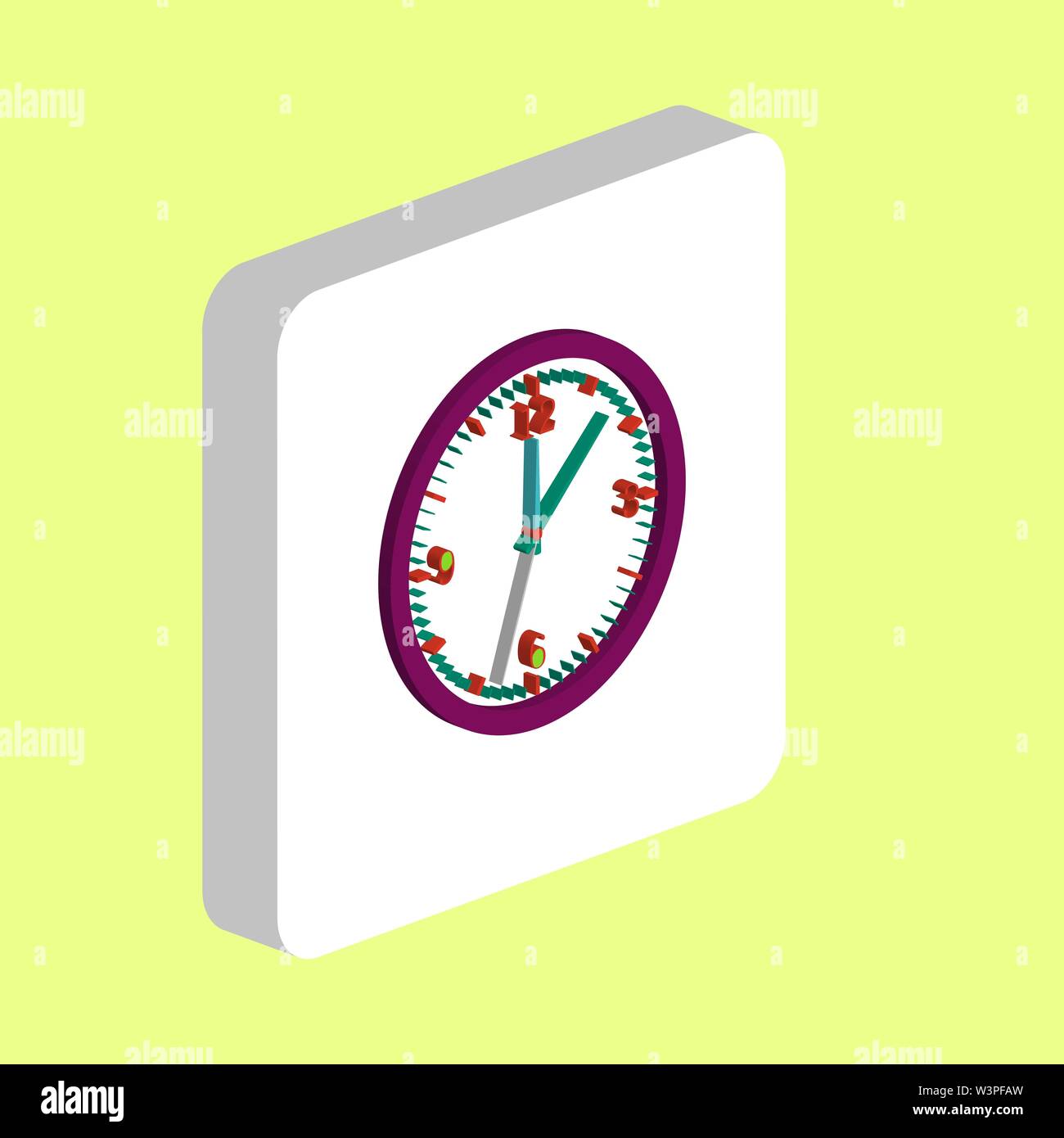 Le temps, l'icône Horloge vectorielle simple. Modèle de conception de symbole d'illustration pour le web l'interface utilisateur mobile. Couleur parfaite Pictogramme 3D isométrique sur carré blanc. T Illustration de Vecteur