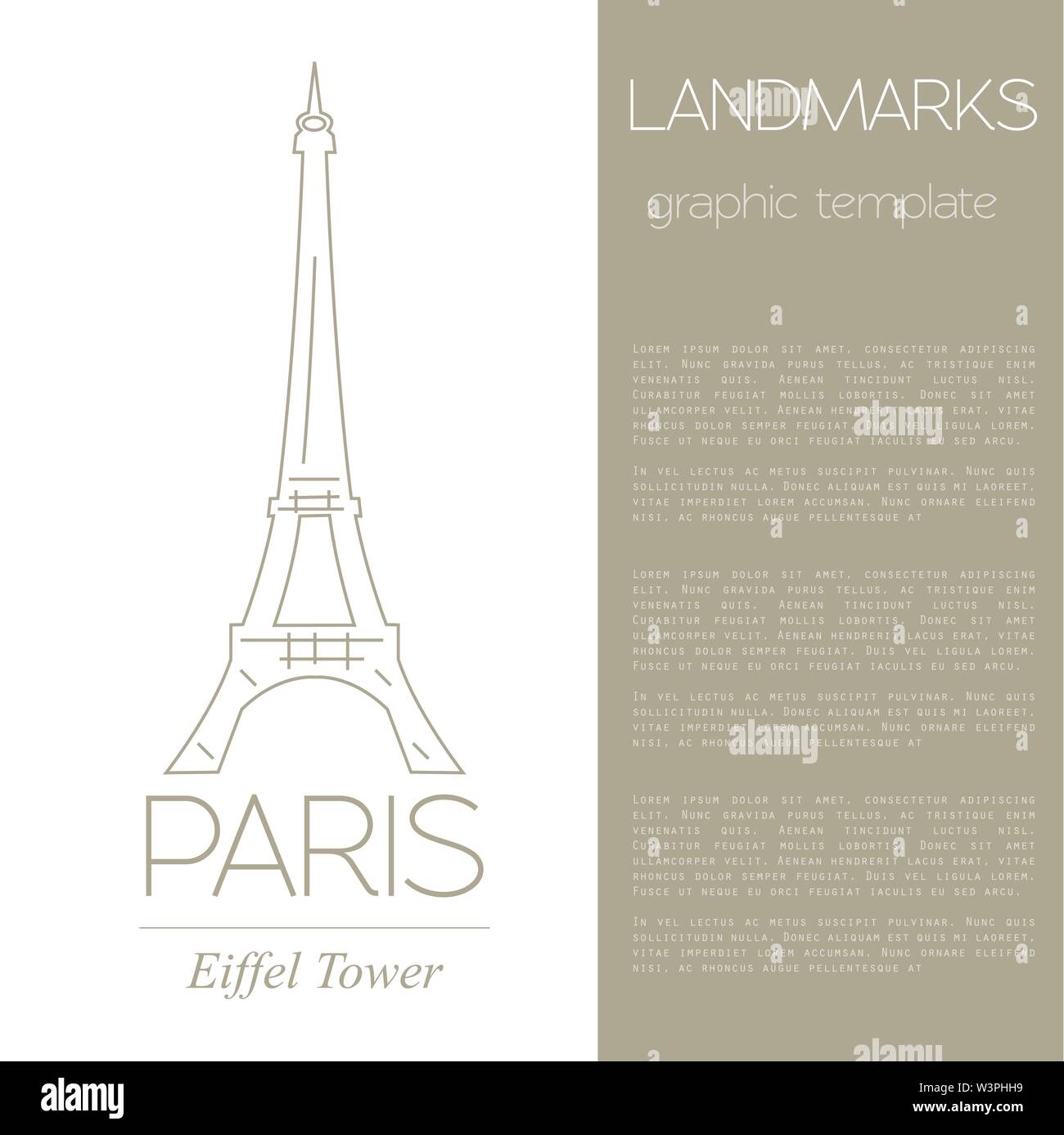 World landmarks. Paris. La France. Tour Eiffel. Modèle de graphique. Logos et insignes. Design linéaire. Vector illustration Illustration de Vecteur