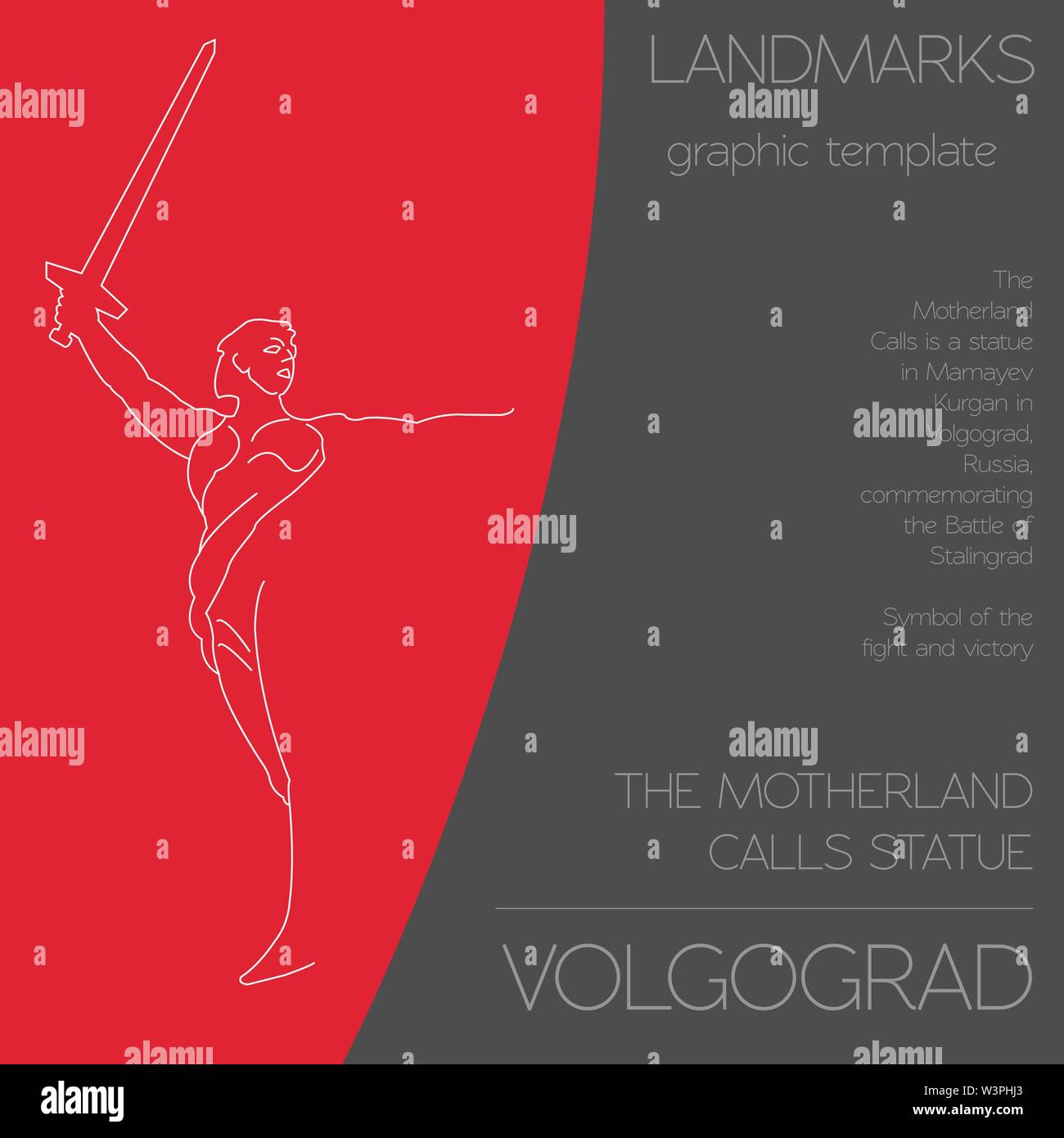 World landmarks. Volgograd. La Russie. La Statue de la Mère-Patrie appelle Mamaev Kurgan. Pour les héros de la bataille de Stalingrad. Modèle graphique, logos. Illustration de Vecteur World landmarks. Volgograd. La Russie. La Statue de la Mère-Patrie appelle Mamaev Kurgan. Pour les héros de la bataille de Stalingrad. Modèle graphique, logos. Illustration de Vecteur