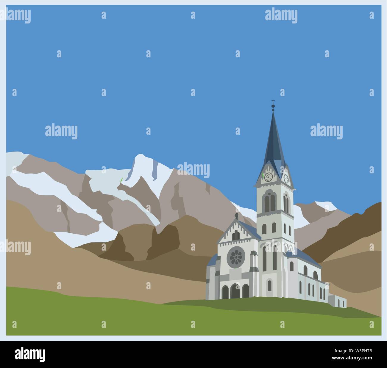 Des bâtiments de la ville modèle graphique. Paysage de la Slovénie. Vector illustration Illustration de Vecteur