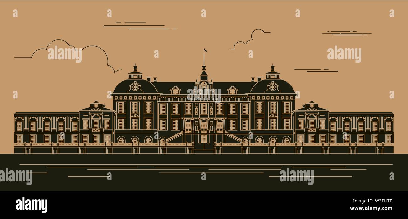 Des bâtiments de la ville modèle graphique. Palais Royal de Stockholm. Vector illustration Illustration de Vecteur