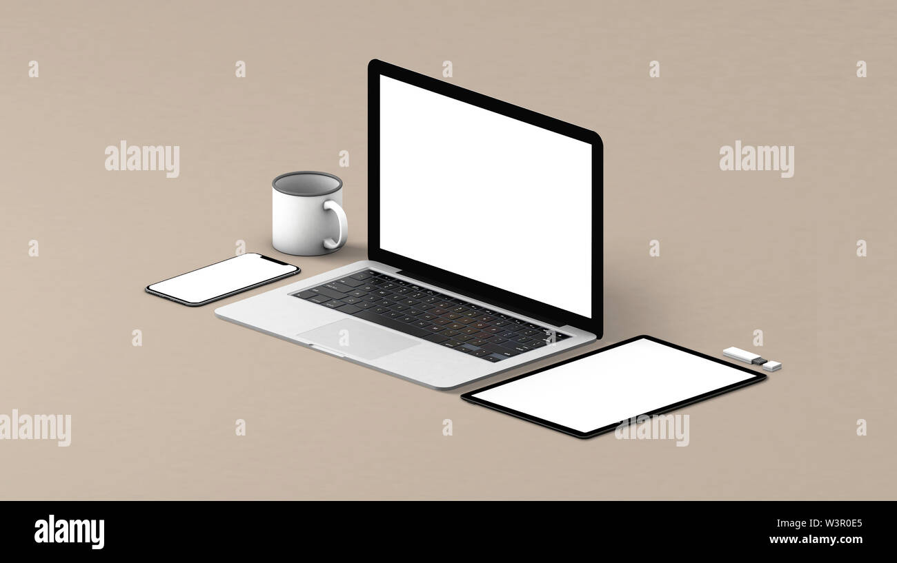 Les appareils modernes adaptés maquette de rendu 3D Banque D'Images