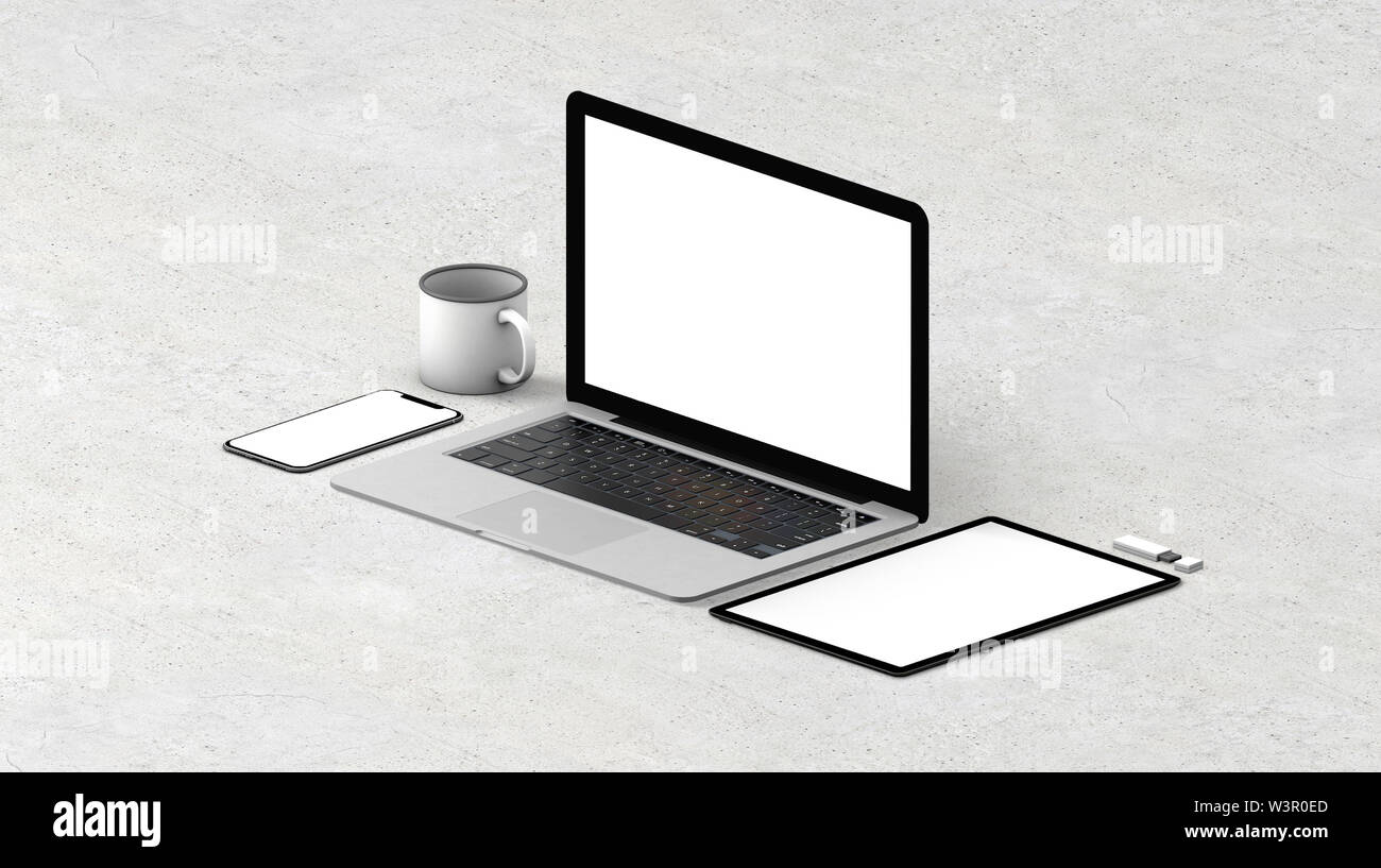 Les appareils modernes adaptés maquette de rendu 3D Banque D'Images