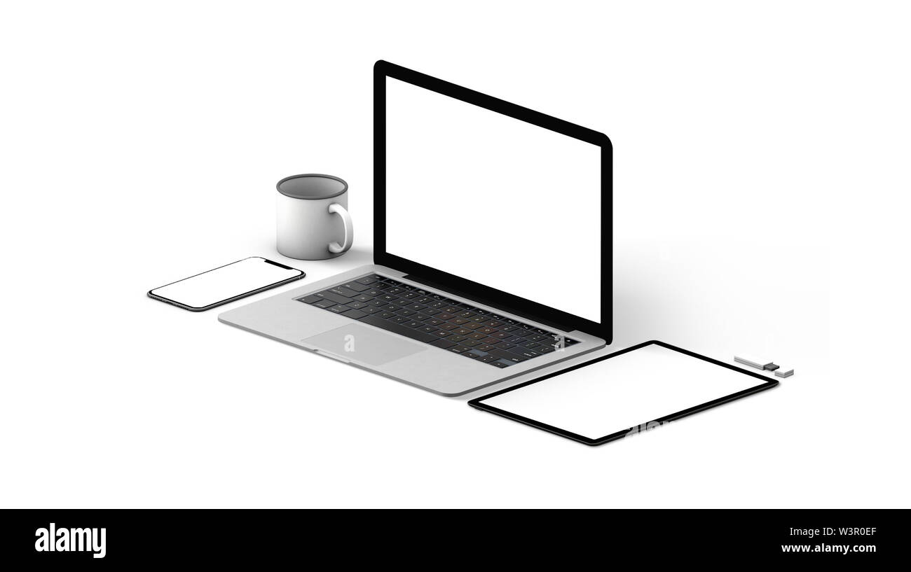 Les appareils modernes adaptés aux besoins du rendu 3D immersive isolés Banque D'Images