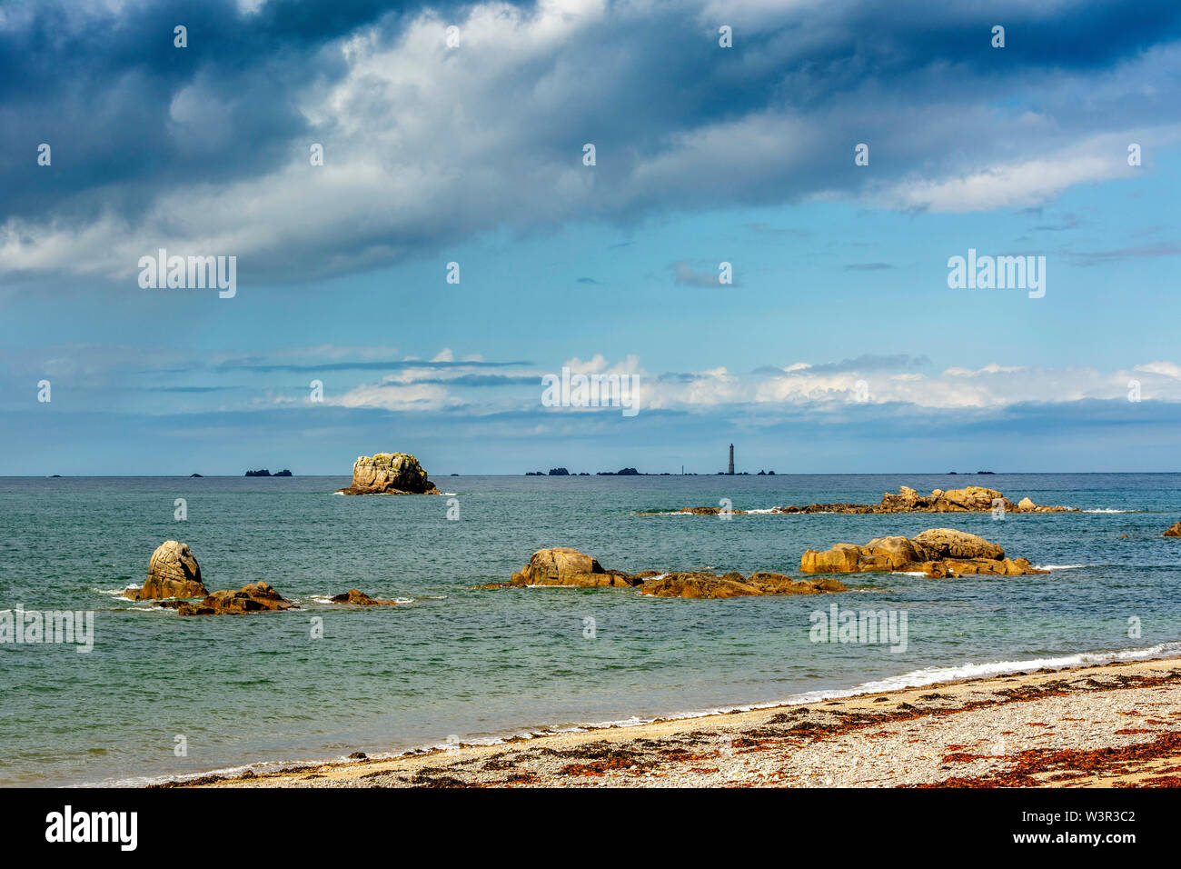 Phare de Les Héaux de Bréhat, Côtes-d'Armor, Bretagne, France Banque D'Images