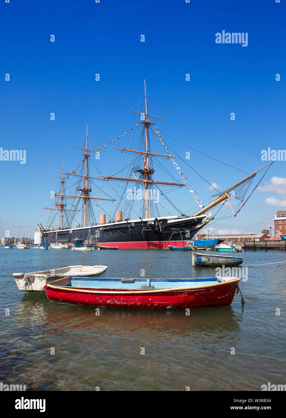 Le HMS Warrior à Portsmouth Historic Dockyard, Portsmouth, Hampshire, Royaume-Uni Banque D'Images