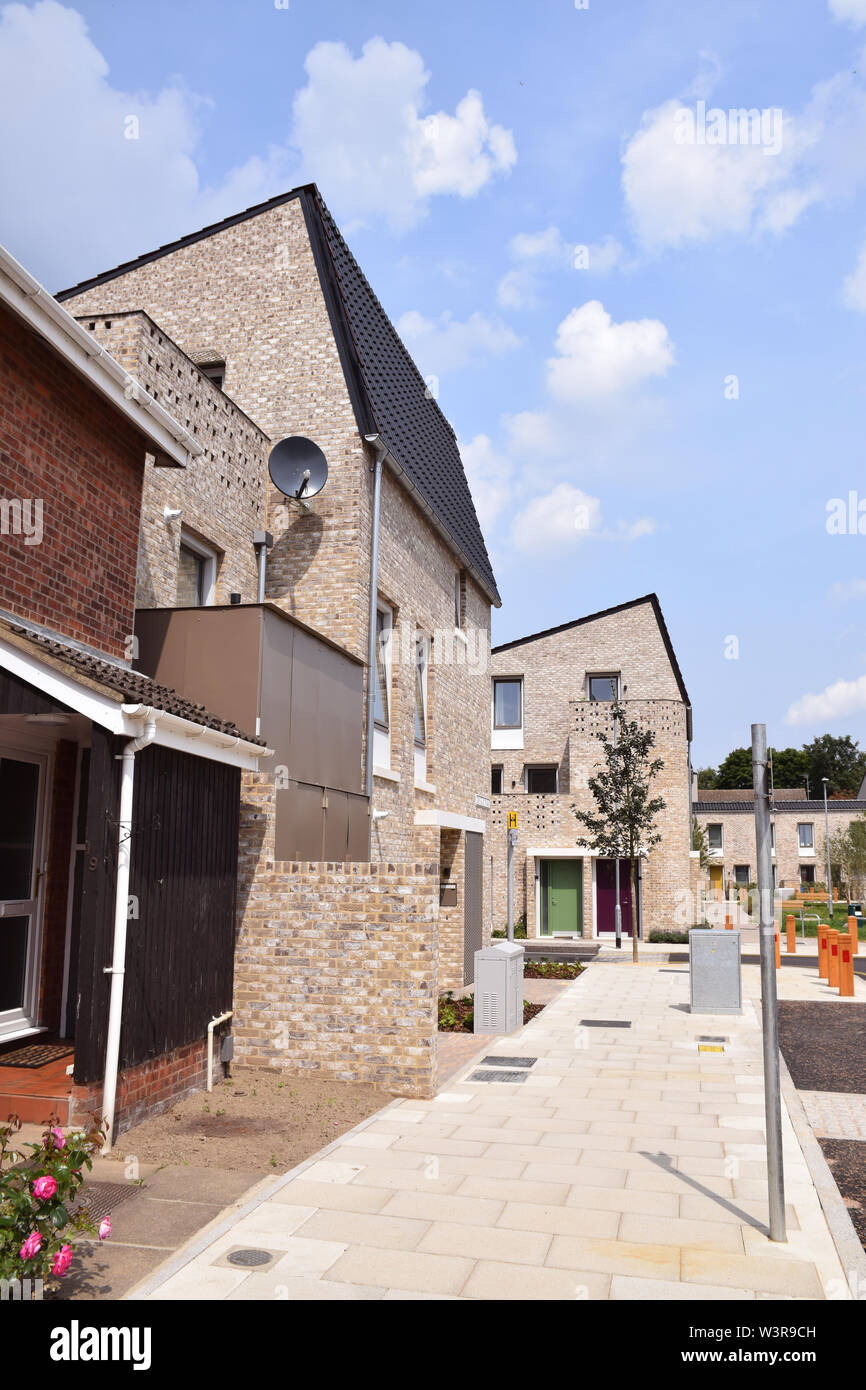 De nouveaux logements sociaux au large de Goldsmith Street, Norwich, UK. Certains des plus logements économes en énergie jamais construit au Royaume-Uni, l'Allemagne rencontre P Banque D'Images