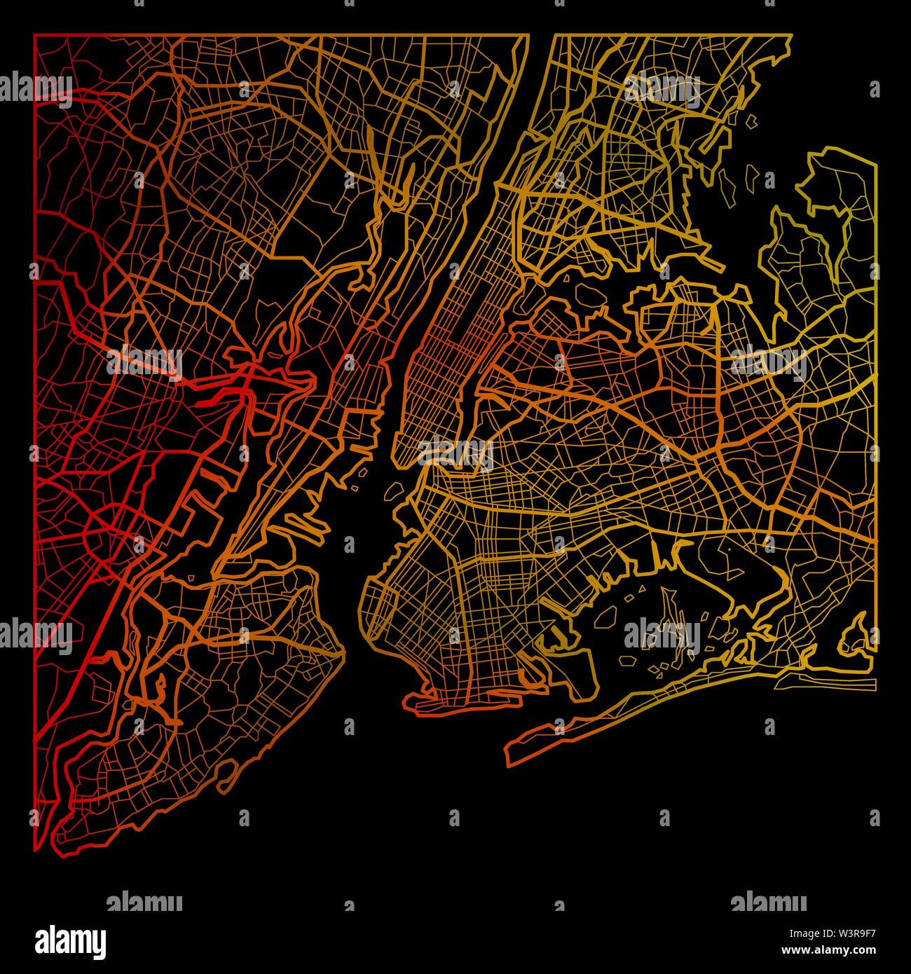 Plan de la ville de New York de la couleur d'ossature isolé sur fond ...